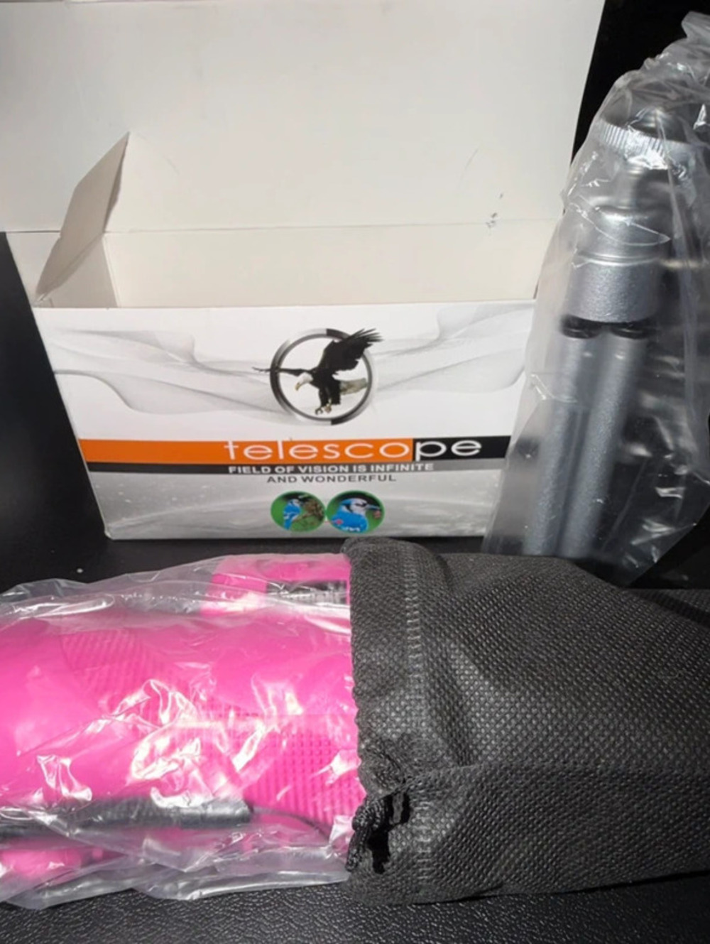 New Pink High-Definition Monocular Telescope Kit with Mini Tripod